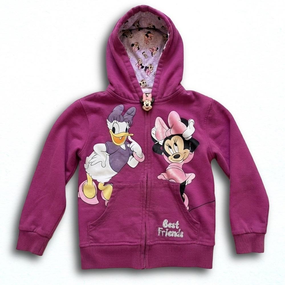 Disney Junior Minnie Mouse Daisy Duck Girls Pink Zip Hoodie Size 6 Best Friends
